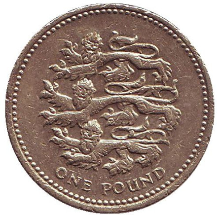 Монета 1 фунт. 2002 год, Великобритания. Львы.