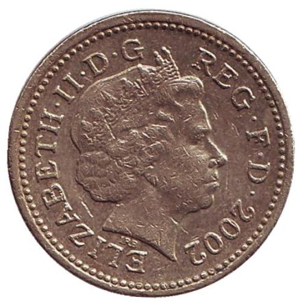 Монета 1 фунт. 2002 год, Великобритания. Львы.