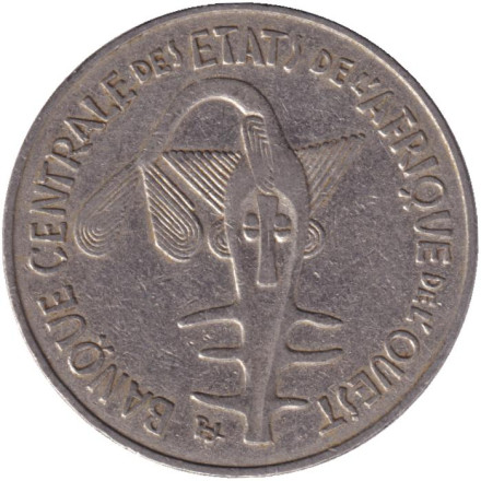 Монета 100 франков. 1991 год, Западные Африканские Штаты. Монета 100 франков. 1991 год, Западные Африканские Штаты.