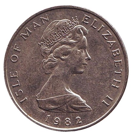 Монета 10 пенсов. 1982 год, Остров Мэн. (Отметка "AD") Сокол. Монета 10 пенсов. 1982 год, Остров Мэн. (Отметка "AD") Сокол.