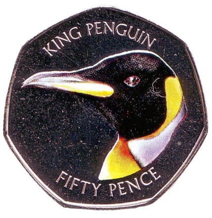 Монета 50 пенсов. 2018 год, Фолклендские острова. Королевский пингвин.
