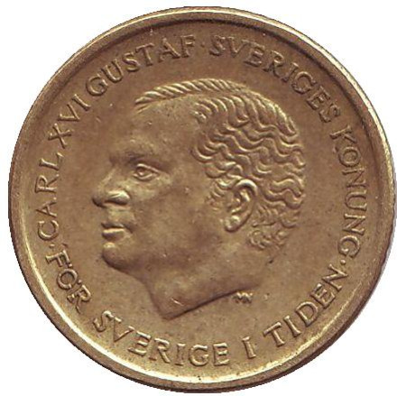 Монета 10 крон. 1991 год, Швеция. Обычный тип.