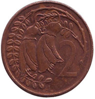 Монета 2 цента. 1982 год, Новая Зеландия. Цветки куаваи.