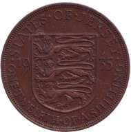 Монета 1/12 шиллинга. 1935 год, Джерси. Монета 1/12 шиллинга. 1935 год, Джерси.