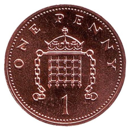 Монета 1 пенни. 1986 год, Великобритания. BU.