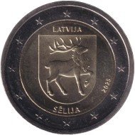 Монета 2 евро. 2025 год, Латвия. Селия. Монета 2 евро. 2025 год, Латвия. Селия.
