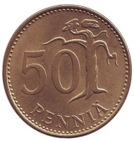 Монета 50 пенни. 1985 год, Финляндия. Монета 50 пенни. 1985 год, Финляндия.