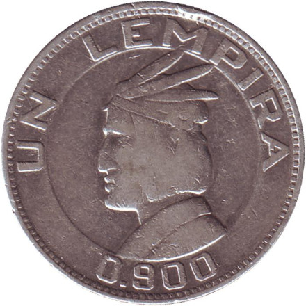 Монета 1 лемпира. 1934 год, Гондурас.