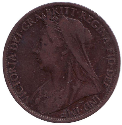 Монета 1 пенни. 1901 год, Великобритания. Монета 1 пенни. 1901 год, Великобритания.