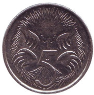 Монета 5 центов. 2012 год, Австралия. Ехидна. Монета 5 центов. 2012 год, Австралия. Ехидна.