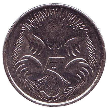 Монета 5 центов. 2012 год, Австралия. Ехидна.