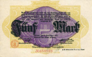 Нотгельд Альтоны. 5 марок, 1918 год, Веймарская республика (Германия). 