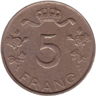 Монета 5 франков. 1949 год, Люксембург. Монета 5 франков. 1949 год, Люксембург.