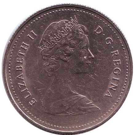 Монета 1 доллар. 1982 год, Канада. Из обращения. Индейцы в каноэ. Монета 1 доллар. 1982 год, Канада. Из обращения. Индейцы в каноэ.