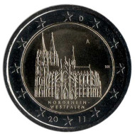 Монета 2 евро, 2011 год, Германия. Северный Рейн-Вестфалия. Монета 2 евро, 2011 год, Германия. Северный Рейн-Вестфалия.