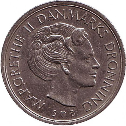 Монета 1 крона. 1976 год, Дания.