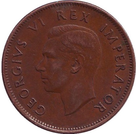 Монета 1/2 пенни, 1941 год, Южная Африка. Корабль "Дромедарис". Монета 1/2 пенни, 1941 год, Южная Африка. Корабль "Дромедарис".