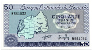 Банкнота 50 франков. 1976 год, Руанда.