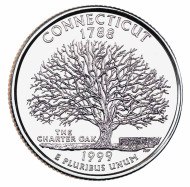 Монета 25 центов (P). 1999 год, США. Коннектикут. Штат № 5. Монета 25 центов (P). 1999 год, США. Коннектикут. Штат № 5.