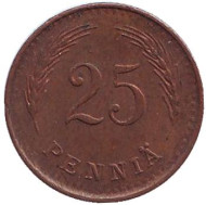 Монета 25 пенни. 1941 год, Финляндия. Монета 25 пенни. 1941 год, Финляндия.