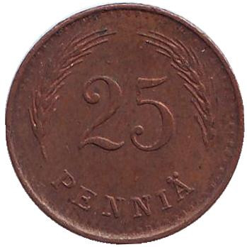 Монета 25 пенни. 1941 год, Финляндия.