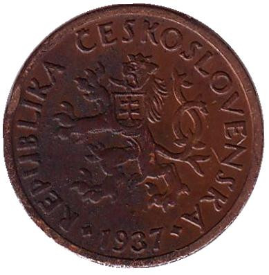 Монета 10 геллеров. 1937 год, Чехословакия.