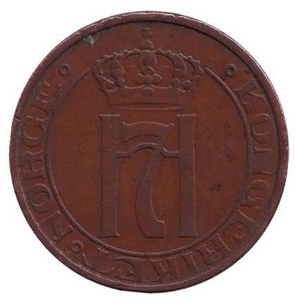 Монета 5 эре. 1936 год, Норвегия. Монета 5 эре. 1936 год, Норвегия.