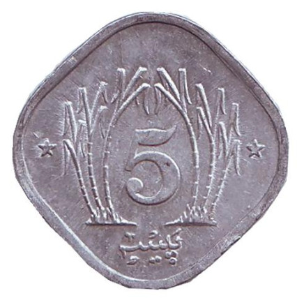 Монета 5 пайсов. 1993 год, Пакистан.