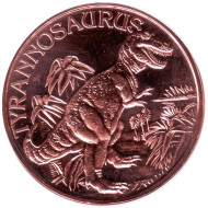 Тираннозавр. Монетовидный жетон. Унция меди 999. США. Тираннозавр. Монетовидный жетон. Унция меди 999. США.