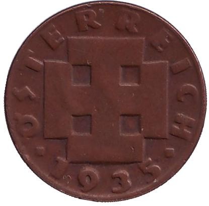 Монета 2 гроша. 1935 год, Австрия. Монета 2 гроша. 1935 год, Австрия.