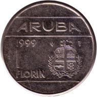 Монета 1 флорин. 1999 год, Аруба. Монета 1 флорин. 1999 год, Аруба.