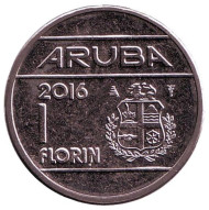 Монета 1 флорин. 2016 год, Аруба. Звезда и парус. Монета 1 флорин. 2016 год, Аруба. Звезда и парус.