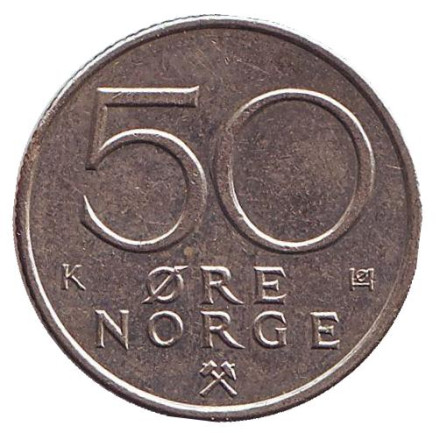 Монета 50 эре. 1993 год, Норвегия.