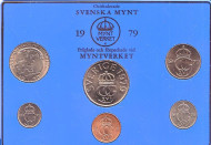 Годовой набор монет (6 штук). 1979 год, Швеция. Годовой набор монет (6 штук). 1979 год, Швеция.