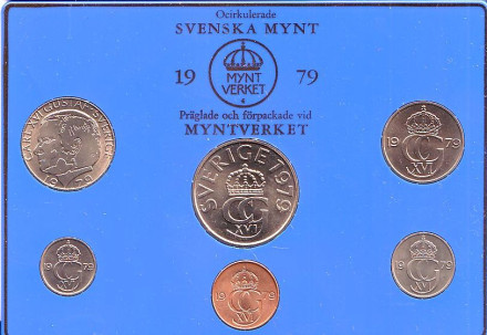 Годовой набор монет (6 штук). 1979 год, Швеция.