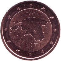 Монета 2 цента. 2017 год, Эстония.