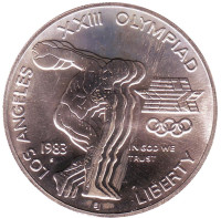 XXIII летние Олимпийские Игры - Дискобол. Монета 1 доллар. 1983 год (S), США. BU.