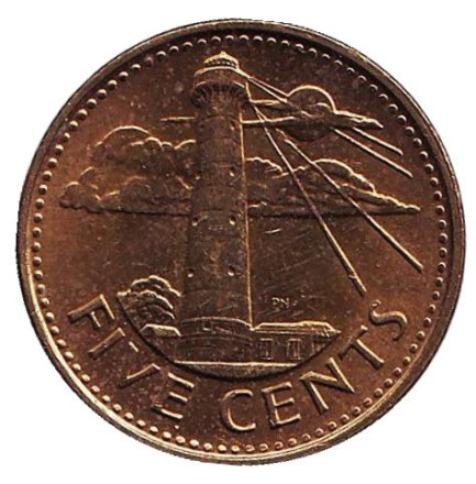 Монета 5 центов. 2012 год, Барбадос. Маяк.