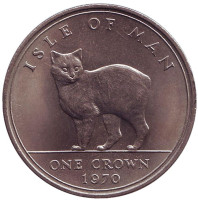 Мэнкс. Кошка. Монета 1 крона. 1970 год, Остров Мэн.