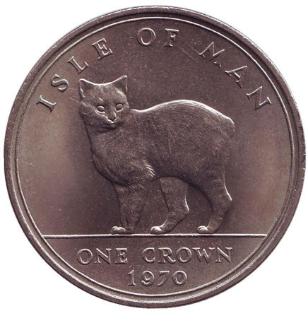 Монета 1 крона. 1970 год, Остров Мэн. Мэнкс. Кошка.