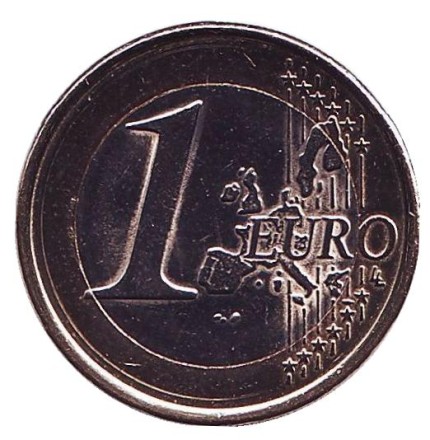 Монета 1 евро. 2002 год (F), Германия. Из обращения. Монета 1 евро. 2002 год (F), Германия. Из обращения.