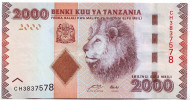 Банкнота 2000 шиллингов. Танзания. Лев. P-42a.