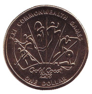 Монета 1 доллар. 2018 год, Австралия. XXI Игры содружества 2018. Хоккей, Теннис, Прыжки в воду, Атлетика, Бокс, Пауэрлифтинг.