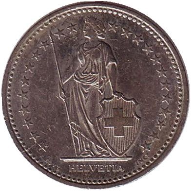 Монета 1/2 франка. 1994 год, Швейцария. Монета 1/2 франка. 1994 год, Швейцария.