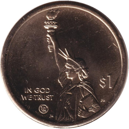 Монета 1 доллар. 2024 год (P), США. Сатурн-5. Серия "Американские инновации".