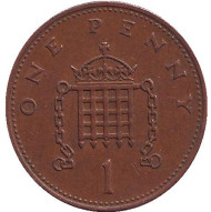 Монета 1 пенни. 1982 год, Великобритания.  Монета 1 пенни. 1982 год, Великобритания.