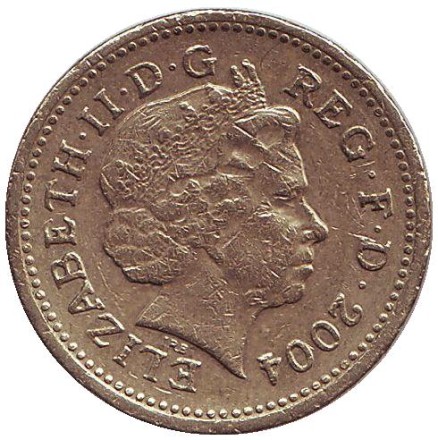 Монета 1 фунт. 2004 год, Великобритания. Мост Форт-Бридж в Шотландии.