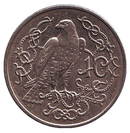 Монета 10 пенсов. 1983 год, Остров Мэн. (Отметка "AB") Сокол.