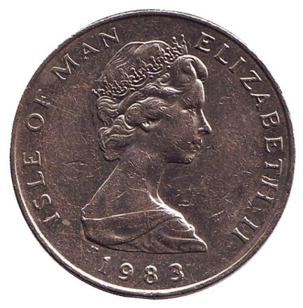 Монета 10 пенсов. 1983 год, Остров Мэн. (Отметка "AB") Сокол.