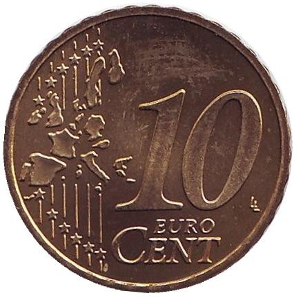 Монета 10 центов. 2004 год (D), Германия.